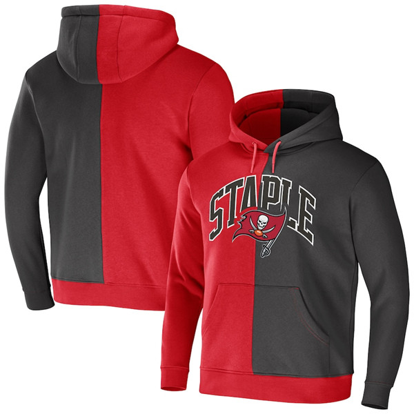 Tampa Bay Buccaneers Red Grey Split Logo Pullover Hoodie